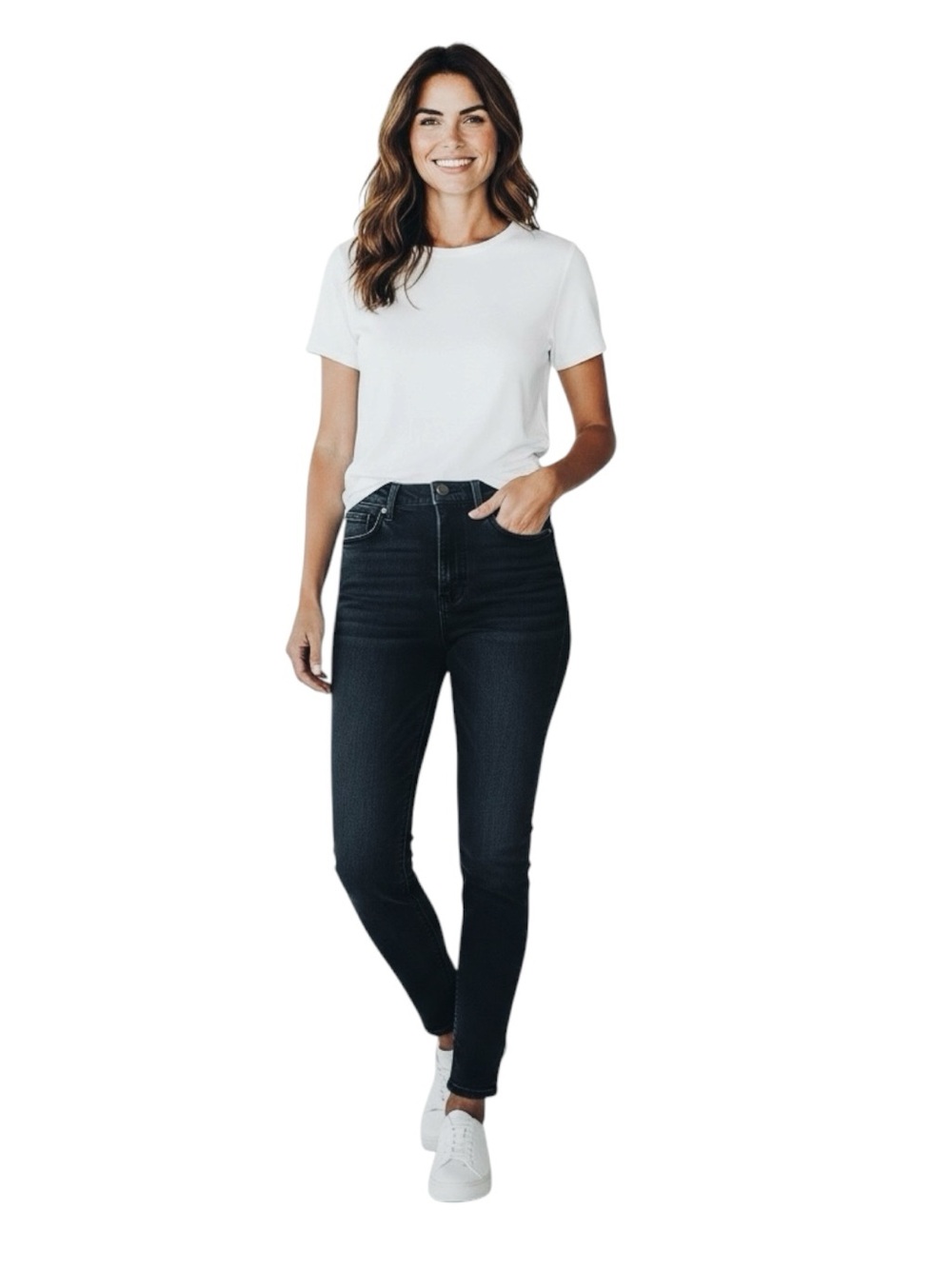 NYDJ for Chico's Dark Indigo Skinny Jeans Size 10 Lift X Tuck Stretch 25" Inseam